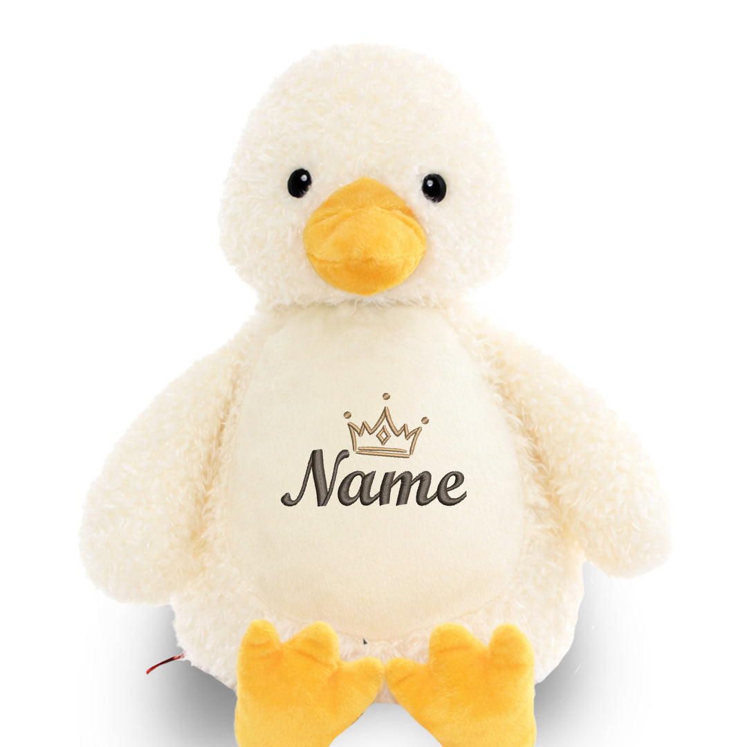 Personalisiertes Kuscheltier Ente mit Name & Krone – Prinzessin/Prinz Plüschtier für Babys & Kinder | Geschenk zur Geburt, Taufe oder Geburtstag
