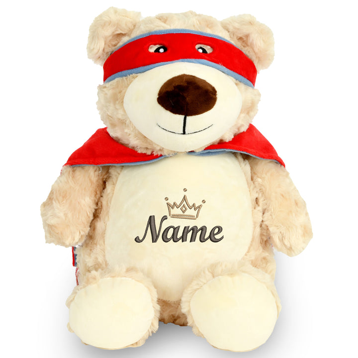 Personalisiertes Kuscheltier Hero Bear mit Name & Krone – Held & Prinz Plüschtier für Babys & Kinder | Geschenk zur Geburt, Taufe oder Geburtstag