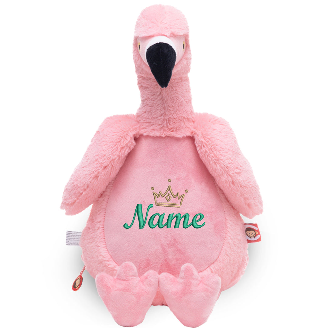 Personalisiertes Kuscheltier Flamingo mit Name & Krone – Rosa Plüschtier für Babys & Kinder | Geschenk zur Geburt, Taufe oder Geburtstag