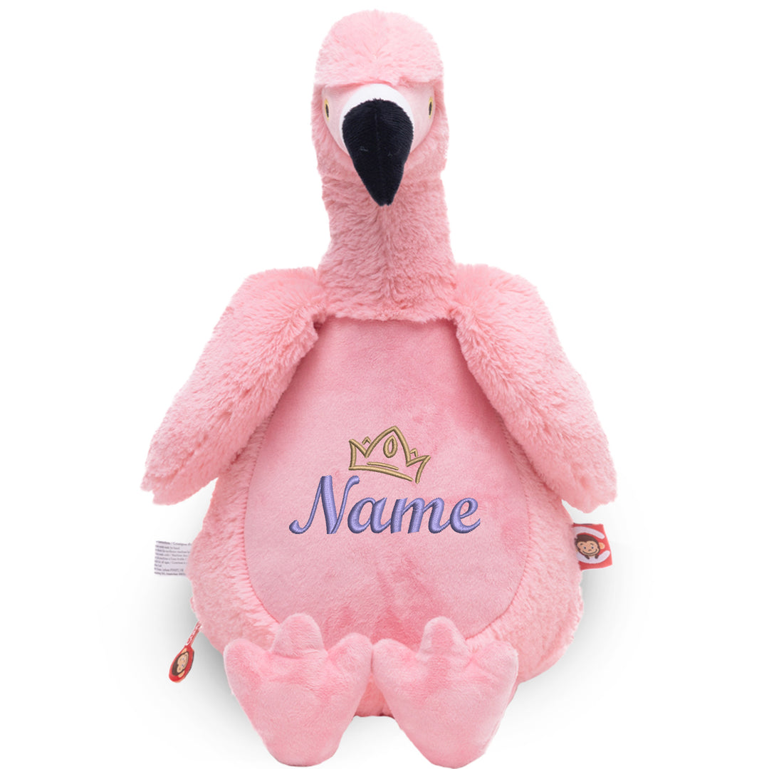 Personalisiertes Kuscheltier Flamingo mit Name & Krone – Rosa Plüschtier für Babys & Kinder | Geschenk zur Geburt, Taufe oder Geburtstag