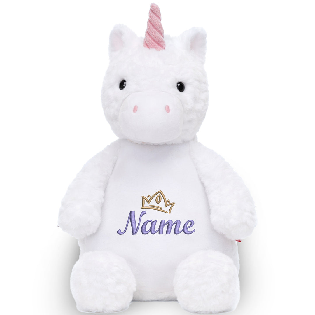 Personalisiertes Kuscheltier Einhorn mit Name & Krone – Prinzessin Plüschtier für Babys & Kinder | Geschenk zur Geburt, Taufe oder Geburtstag
