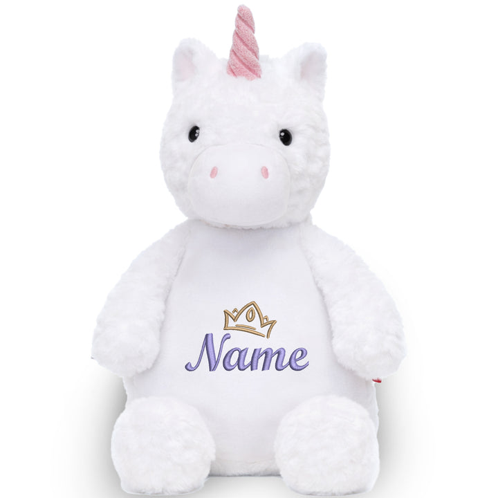 Personalisiertes Kuscheltier Einhorn mit Name & Krone – Prinzessin Plüschtier für Babys & Kinder | Geschenk zur Geburt, Taufe oder Geburtstag