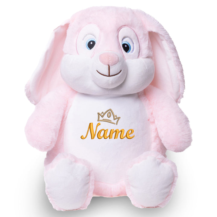 Personalisiertes Kuscheltier Hase Rosa mit Name & Krone – Prinzessin Bunny Plüschtier für Babys & Kinder | Geschenk zur Geburt, Taufe oder Geburtstag