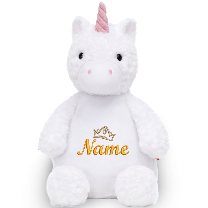 Personalisiertes Kuscheltier Einhorn mit Name & Krone – Prinzessin Plüschtier für Babys & Kinder | Geschenk zur Geburt, Taufe oder Geburtstag