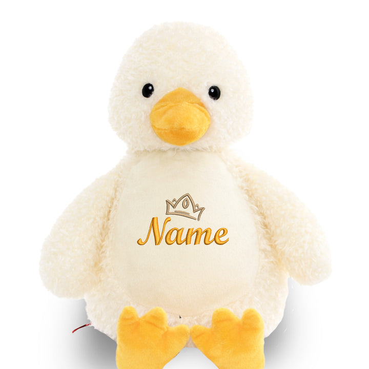 Personalisiertes Kuscheltier Ente mit Name & Krone – Prinzessin/Prinz Plüschtier für Babys & Kinder | Geschenk zur Geburt, Taufe oder Geburtstag