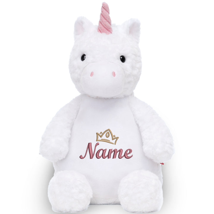 Personalisiertes Kuscheltier Einhorn mit Name & Krone – Prinzessin Plüschtier für Babys & Kinder | Geschenk zur Geburt, Taufe oder Geburtstag