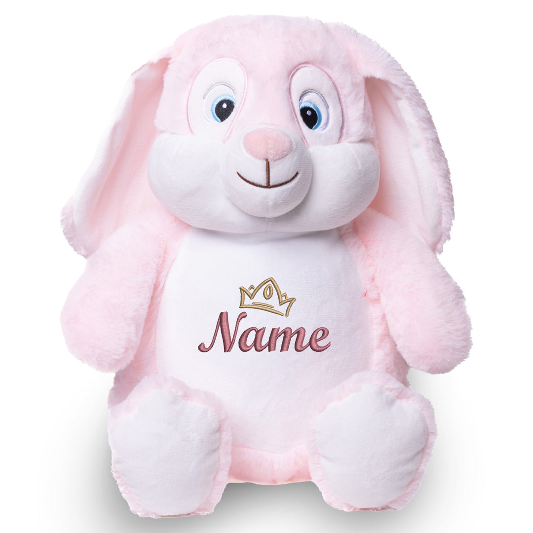 Personalisiertes Kuscheltier Hase Rosa mit Name & Krone – Prinzessin Bunny Plüschtier für Babys & Kinder | Geschenk zur Geburt, Taufe oder Geburtstag