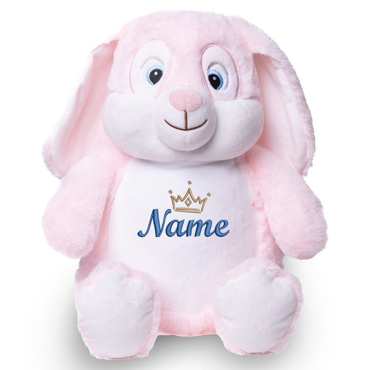 Personalisiertes Kuscheltier Hase Rosa mit Name & Krone – Prinzessin Bunny Plüschtier für Babys & Kinder | Geschenk zur Geburt, Taufe oder Geburtstag
