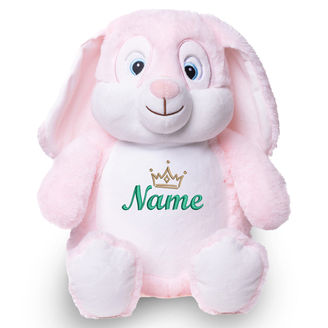 Personalisiertes Kuscheltier Hase Rosa mit Name & Krone – Prinzessin Bunny Plüschtier für Babys & Kinder | Geschenk zur Geburt, Taufe oder Geburtstag