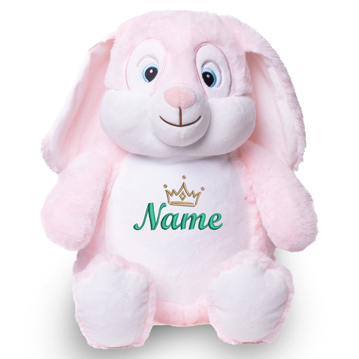 Personalisiertes Kuscheltier Hase Rosa mit Name & Krone – Prinzessin Bunny Plüschtier für Babys & Kinder | Geschenk zur Geburt, Taufe oder Geburtstag