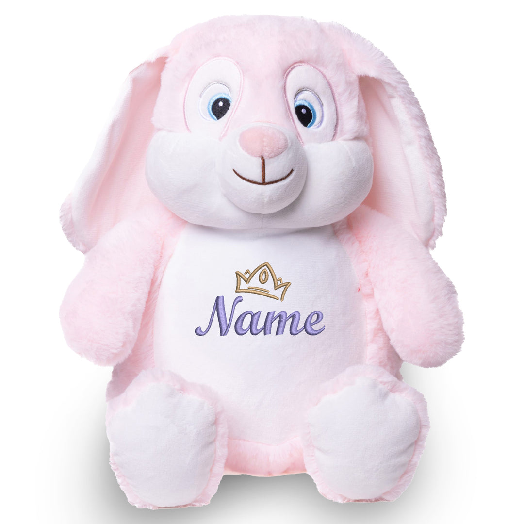 Personalisiertes Kuscheltier Hase Rosa mit Name & Krone – Prinzessin Bunny Plüschtier für Babys & Kinder | Geschenk zur Geburt, Taufe oder Geburtstag