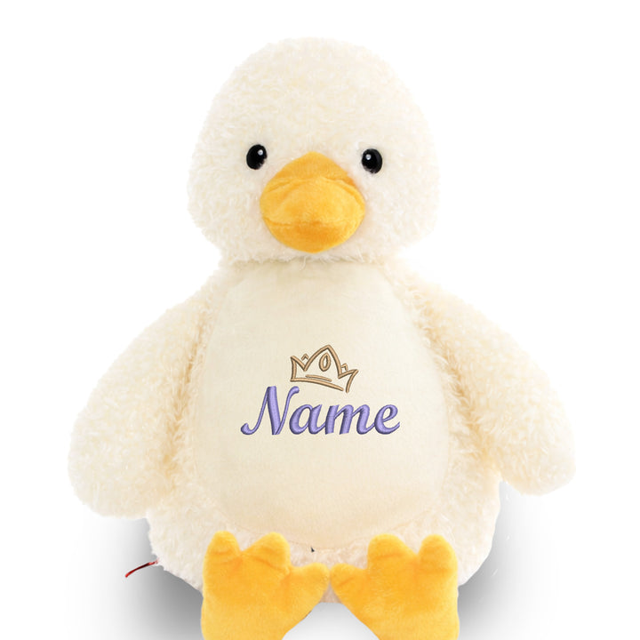 Personalisiertes Kuscheltier Ente mit Name & Krone – Prinzessin/Prinz Plüschtier für Babys & Kinder | Geschenk zur Geburt, Taufe oder Geburtstag