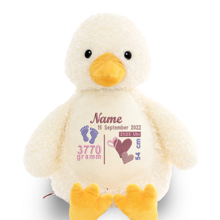 Personalisiertes Kuscheltier Ente mit Name – Weiches Plüschtier für Babys & Kinder | Geschenk zur Geburt, Taufe oder Geburtstag