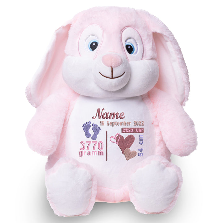 Personalisiertes Kuscheltier Hase Rosa mit Name – Pink Bunny Plüschtier für Babys & Kinder | Geschenk zur Geburt, Taufe oder Geburtstag