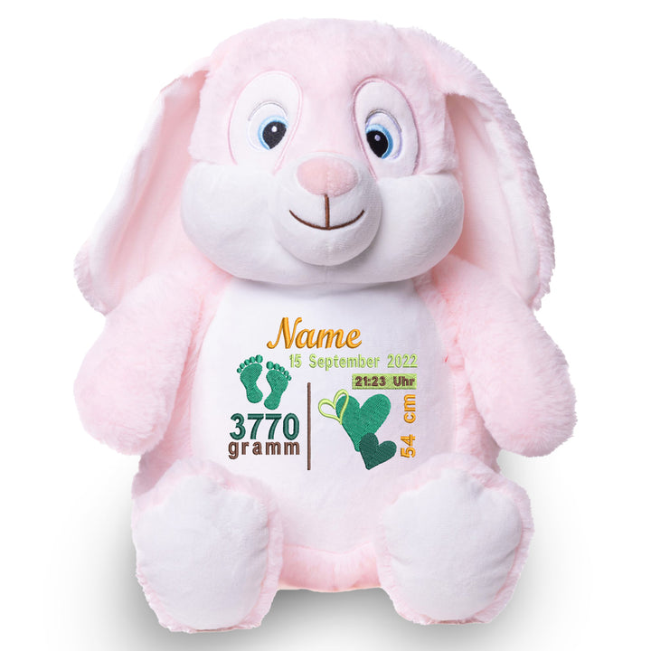 Personalisiertes Kuscheltier Hase Rosa mit Name – Pink Bunny Plüschtier für Babys & Kinder | Geschenk zur Geburt, Taufe oder Geburtstag
