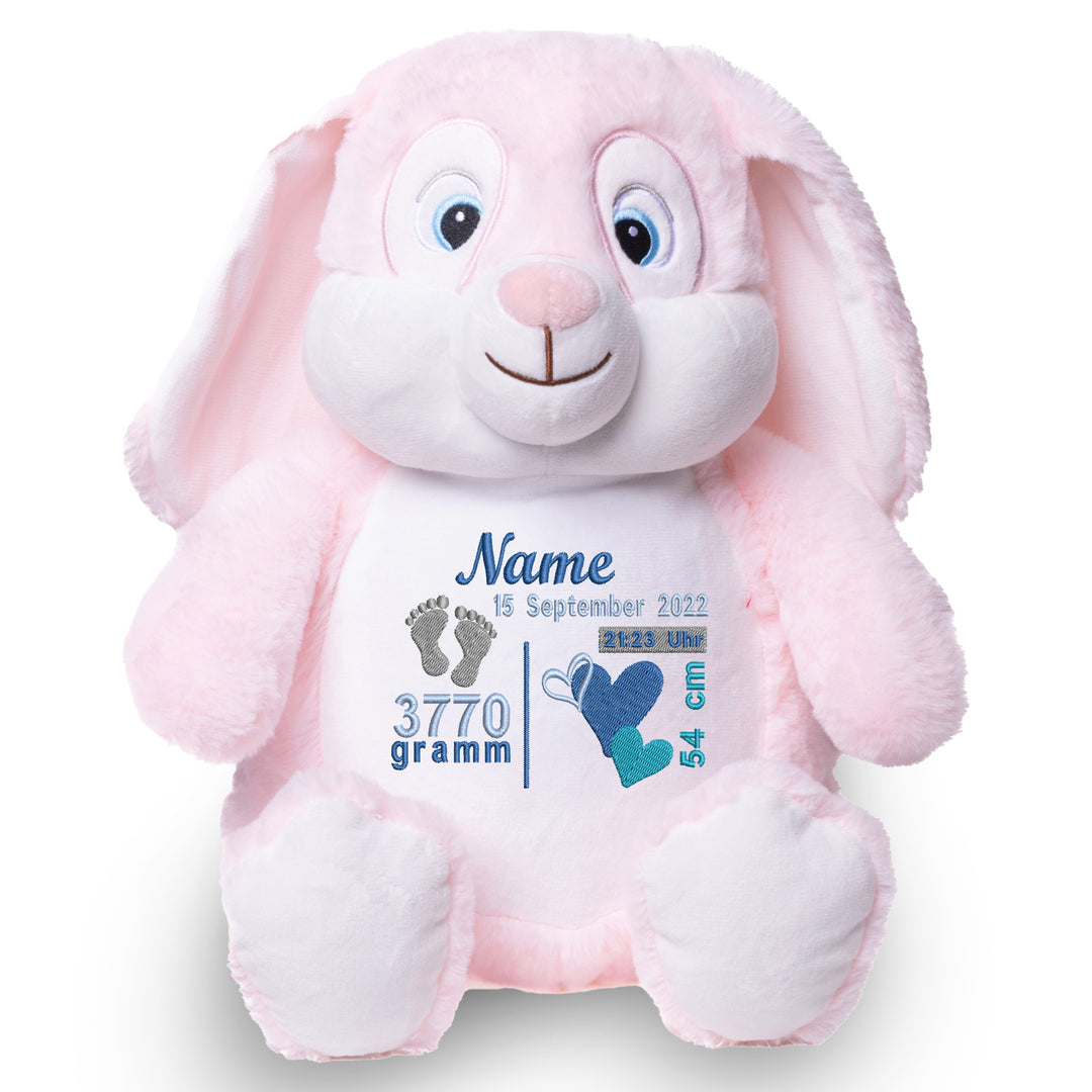 Personalisiertes Kuscheltier Hase Rosa mit Name – Pink Bunny Plüschtier für Babys & Kinder | Geschenk zur Geburt, Taufe oder Geburtstag