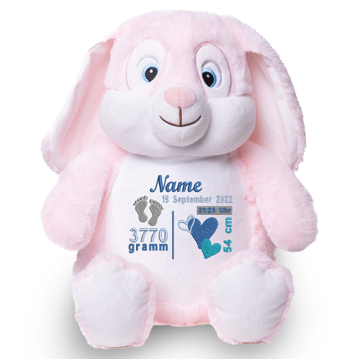 Personalisiertes Kuscheltier Hase Rosa mit Name – Pink Bunny Plüschtier für Babys & Kinder | Geschenk zur Geburt, Taufe oder Geburtstag