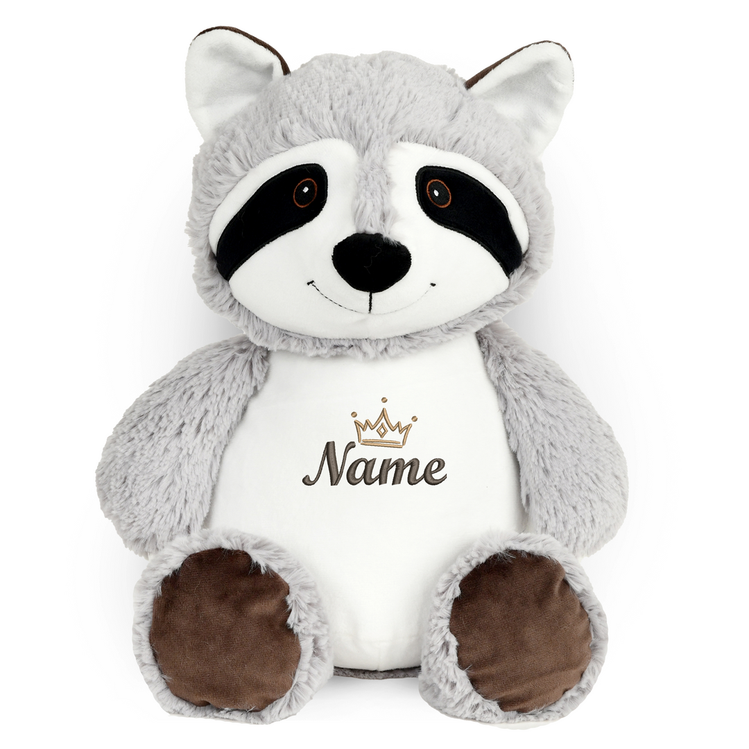 Personalisiertes Kuscheltier Baby Racoon mit Name – Geschenk zur Geburt oder Taufe