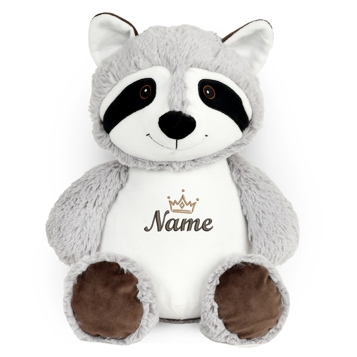Personalisiertes Kuscheltier Baby Racoon mit Name – Geschenk zur Geburt oder Taufe
