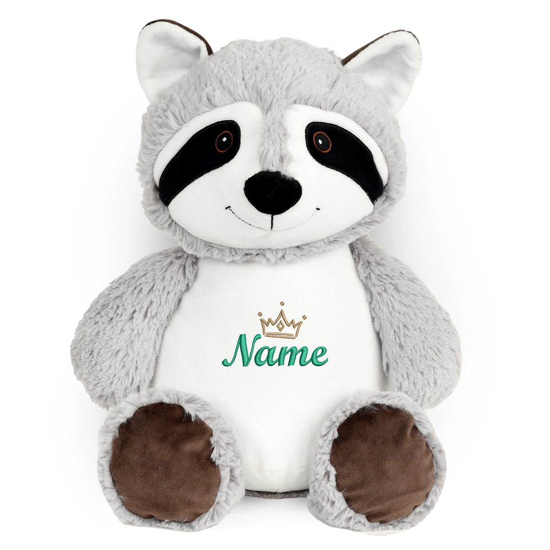 Personalisiertes Kuscheltier Baby Racoon mit Name – Geschenk zur Geburt oder Taufe