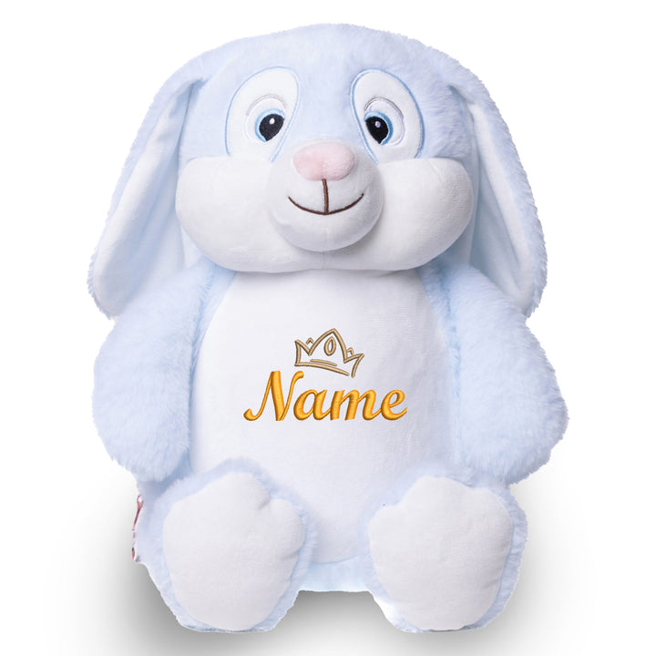Personalisiertes Kuscheltier Hase Blau mit Name & Krone – Prinz Bunny Plüschtier für Babys & Kinder | Geschenk zur Geburt, Taufe oder Geburtstag