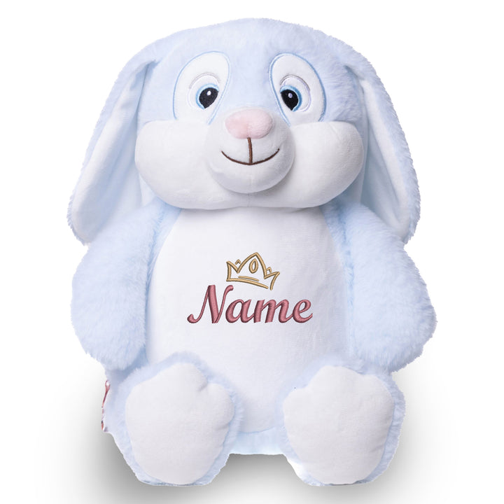 Personalisiertes Kuscheltier Hase Blau mit Name & Krone – Prinz Bunny Plüschtier für Babys & Kinder | Geschenk zur Geburt, Taufe oder Geburtstag