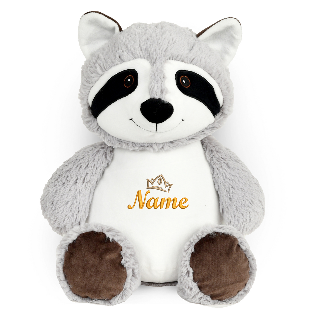 Personalisiertes Kuscheltier Baby Racoon mit Name – Geschenk zur Geburt oder Taufe