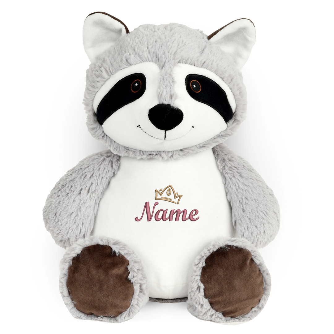 Personalisiertes Kuscheltier Baby Racoon mit Name – Geschenk zur Geburt oder Taufe