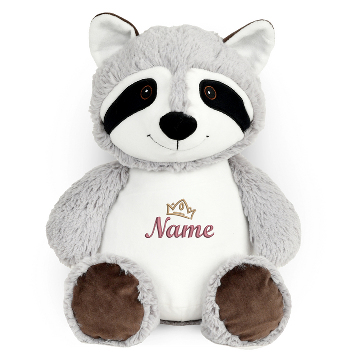 Personalisiertes Kuscheltier Baby Racoon mit Name – Geschenk zur Geburt oder Taufe