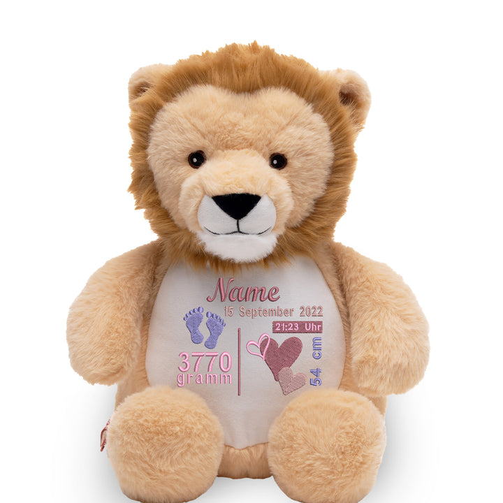Personalisiertes Kuscheltier Löwe mit Name – Plüschtier für Babys & Kinder | Geschenk zur Geburt, Taufe oder Geburtstag