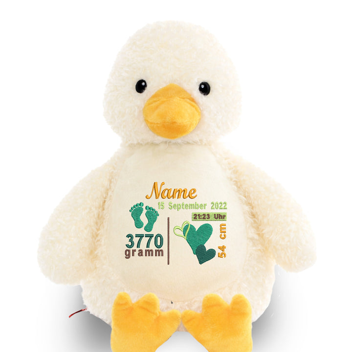 Personalisiertes Kuscheltier Ente mit Name – Weiches Plüschtier für Babys & Kinder | Geschenk zur Geburt, Taufe oder Geburtstag