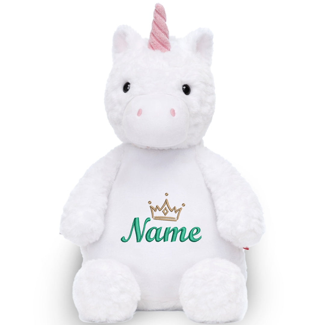 Personalisiertes Kuscheltier Einhorn mit Name & Krone – Prinzessin Plüschtier für Babys & Kinder | Geschenk zur Geburt, Taufe oder Geburtstag