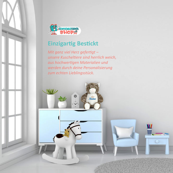 Personalisiertes Kuscheltier Cat mit Name – Geschenk zur Geburt oder Taufe