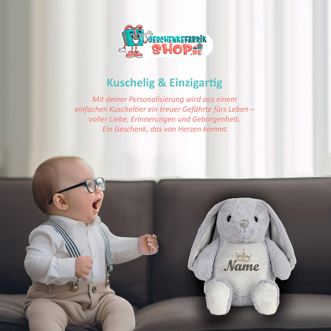 Personalisiertes Kuscheltier Rabbit mit Name – Geschenk zur Geburt oder Taufe