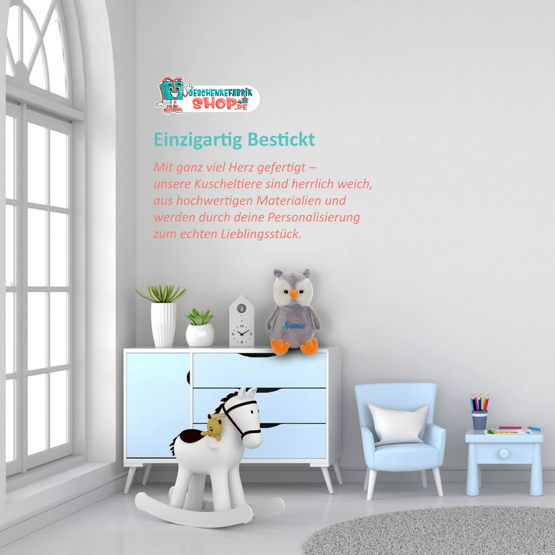 Personalisiertes Kuscheltier Owl mit Name – Geschenk zur Geburt oder Taufe