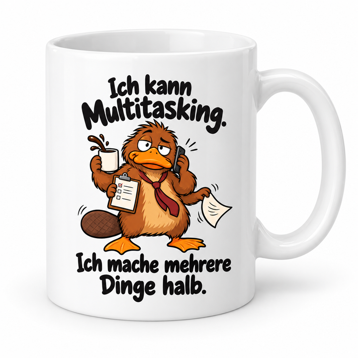Schnabeltier-Tasse Multitasking – Weiß