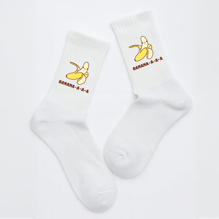 Socken „Banana“ – Lustige gelbe Motivsocken mit Banane | Witzige Fun-Socken aus Bio-Baumwolle | Made in Europe