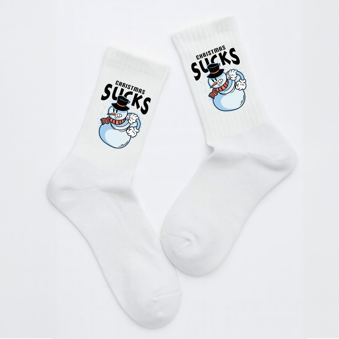 Socken „Christmas Sucks“ – Lustige Anti-Weihnachten Socken | Witzige Spruchsocken | Geschenk für Grinchs & Weihnachtsmuffel