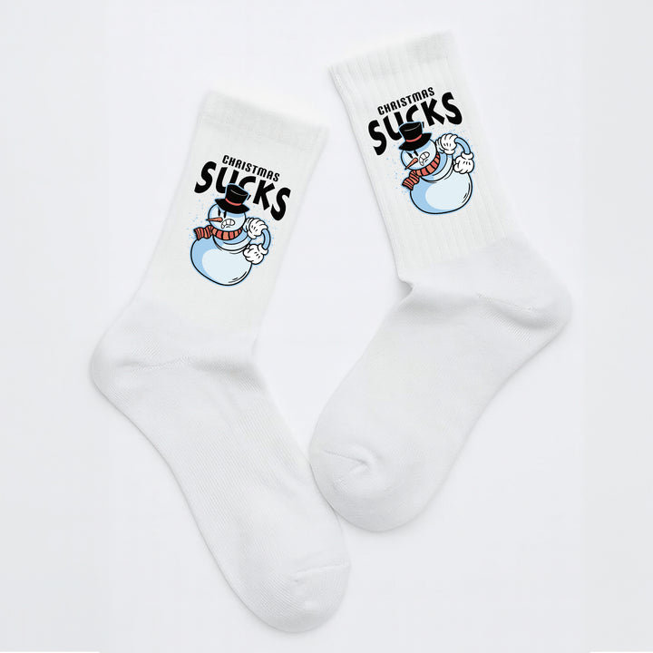 Socken „Christmas Sucks“ – Lustige Anti-Weihnachten Socken | Witzige Spruchsocken | Geschenk für Grinchs & Weihnachtsmuffel