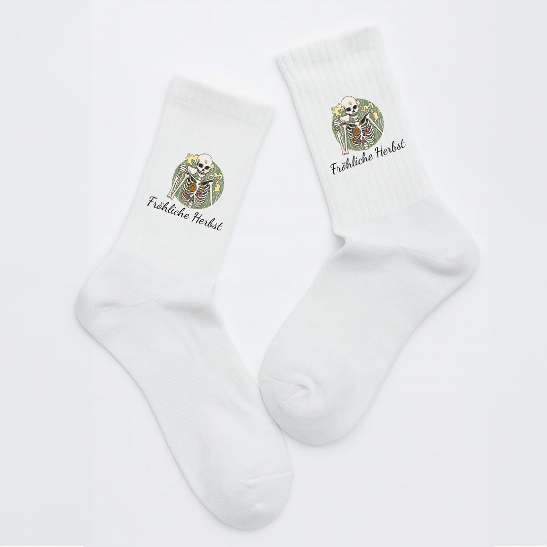 Socken „Fröhlicher Herbst“ – Kuschelige Herbstsocken | Lustige & warme Motivsocken aus Bio-Baumwolle | Made in Europe