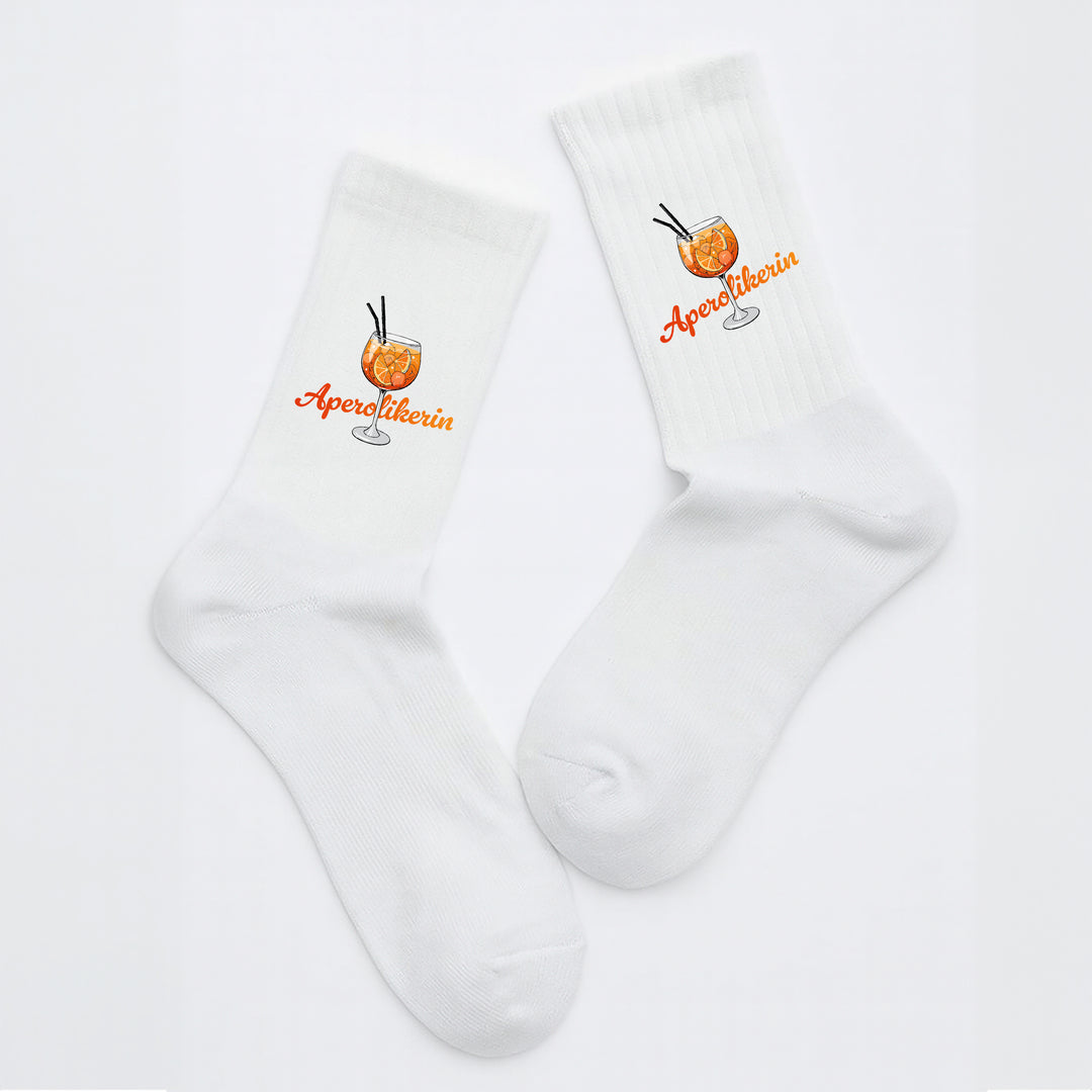 Socken „Aperolkerin“ – Lustige Aperol Spritz Socken | Geschenk für Aperol-Fans | Witzige Motivsocken