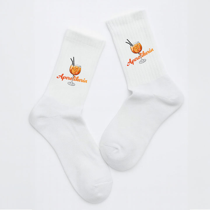 Socken „Aperolkerin“ – Lustige Aperol Spritz Socken | Geschenk für Aperol-Fans | Witzige Motivsocken