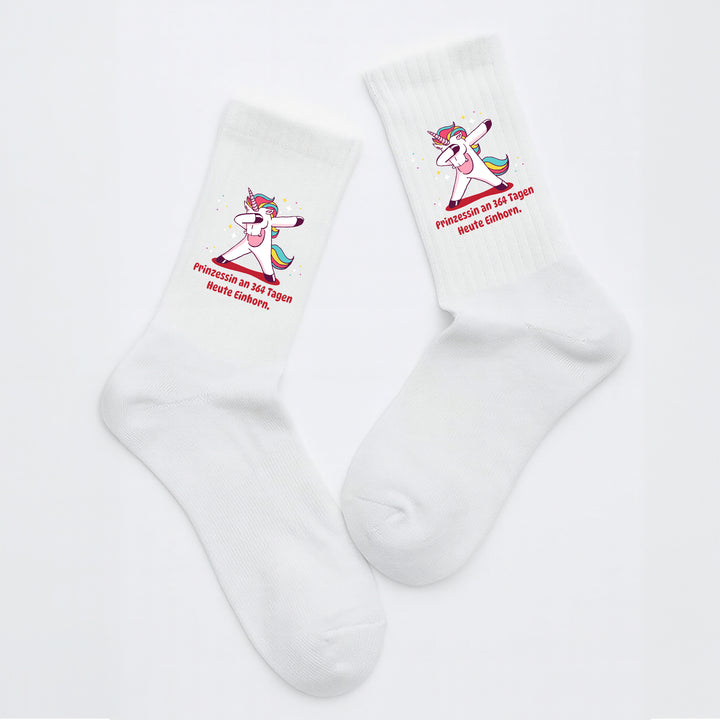 Socken „Prinzessin 364 Tage – Heute Einhorn“ – Lustige & süße Motivsocken | Geschenk für Mädchen & Frauen | Made in Europe