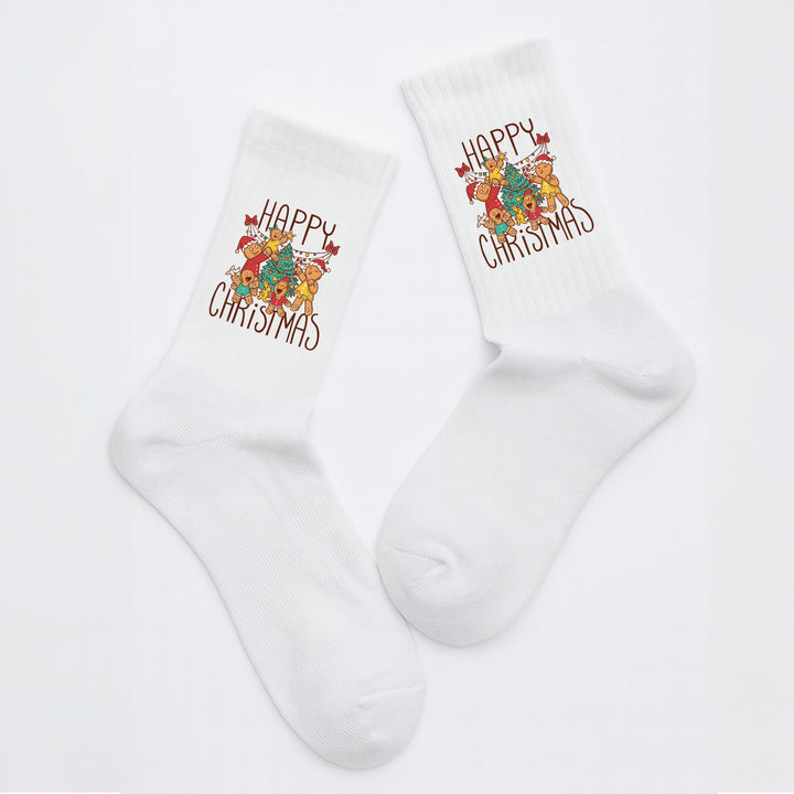 Socken „Happy Christmas“ – Lustige & festliche Weihnachtssocken | Geschenkidee für Männer & Frauen | Made in Europe
