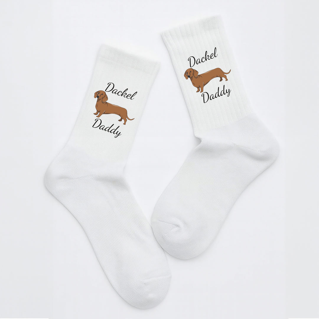 Socken „Dackel Daddy“ – Lustige Hunde-Socken | Geschenk für Dackel-Liebhaber | Tiermotiv aus Bio-Baumwolle | Made in Europe