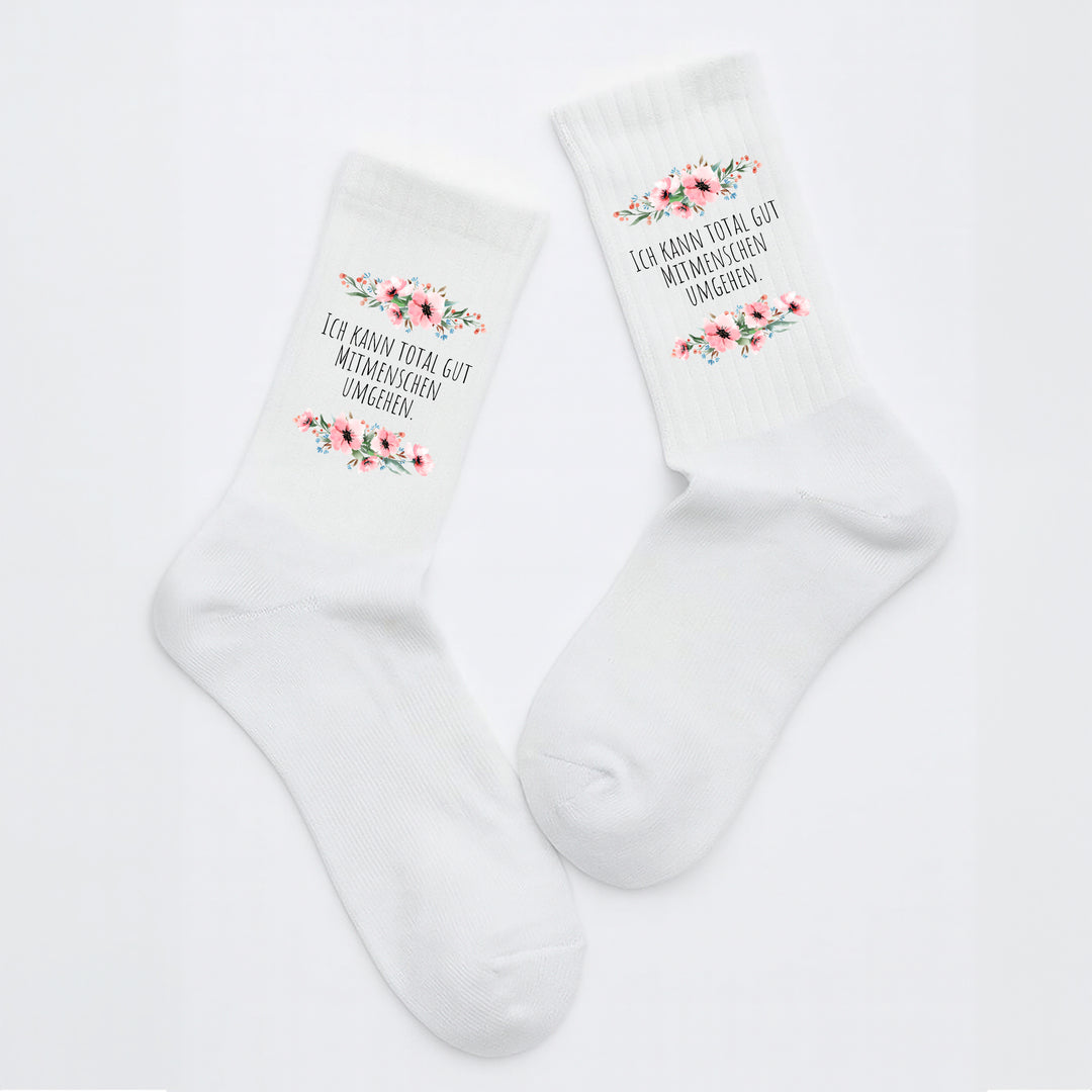 Socken „Ich kann total gut mit Menschen umgehen“ – Lustige Spruchsocken | Sarkastische Fun Socks | Geschenk mit Humor | Made in Europe