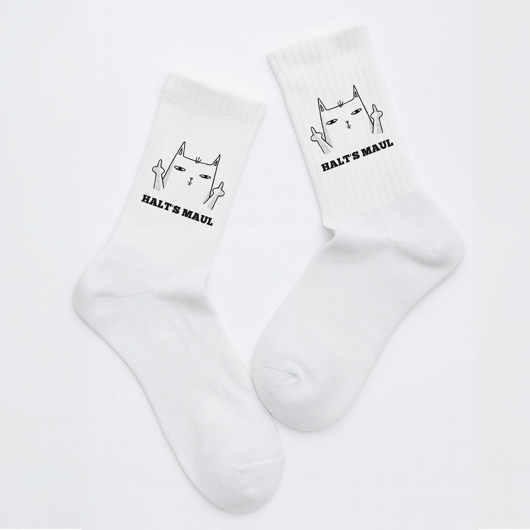 Socken „Halt’s Maul“ – Freche Spruchsocken | Lustige Geschenkidee | Funny Statement Socks aus Bio-Baumwolle | Made in Europe