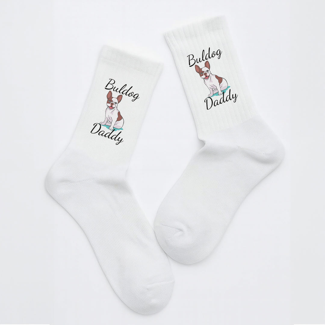 Socken „Bulldog Daddy“ – Lustige Hunde-Socken | Geschenk für Bulldoggen-Liebhaber | Tiermotiv Socken aus Bio-Baumwolle