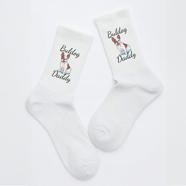 Socken „Bulldog Daddy“ – Lustige Hunde-Socken | Geschenk für Bulldoggen-Liebhaber | Tiermotiv Socken aus Bio-Baumwolle