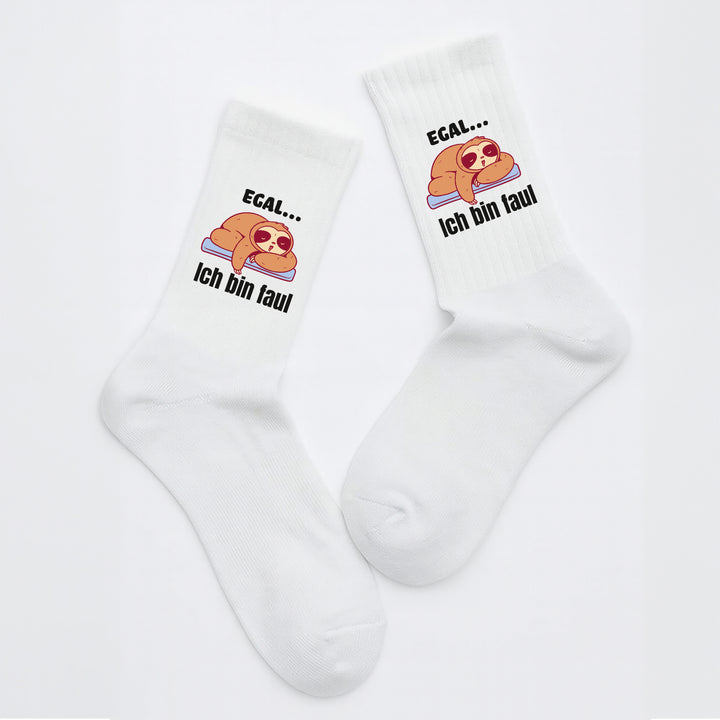 Socken „Egal. Ich bin faul.“ – Lustige Spruchsocken | Fun & Chill Socks | Geschenk für Faule & Genießer | Made in Europe